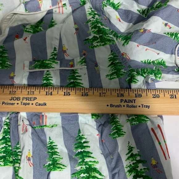 Sant and Abel Gray Malin Pajama Set Top Shorts Trees Skiers L Cotton
